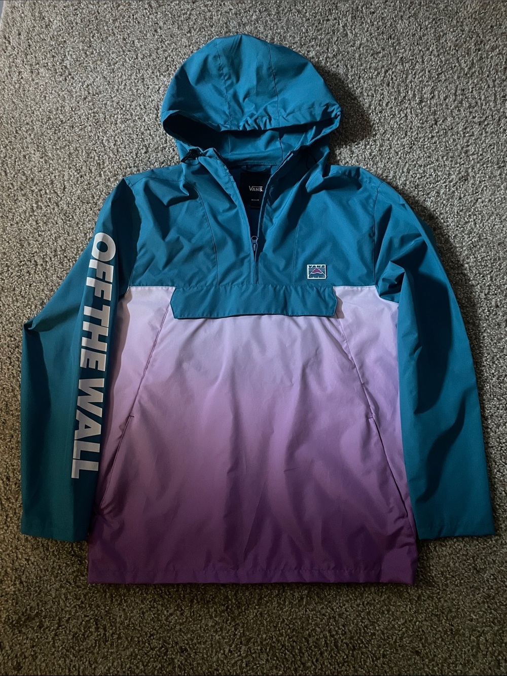 Vans Teal and Purple Ombre Hooded Rain Anorak Fanny Pack